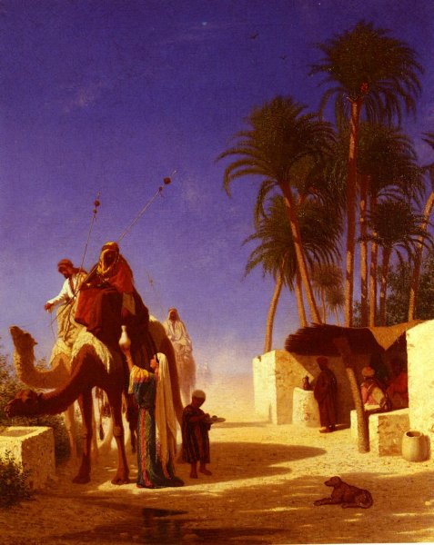 Main Product Photo of Les Chameliers Buvant Le The Painting by Charles Theodore Frere