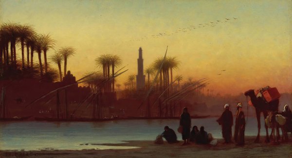 Near Manfalout, Egypt by Charles Theodore Frere - Hand-Painted Oil Painting Reproduction