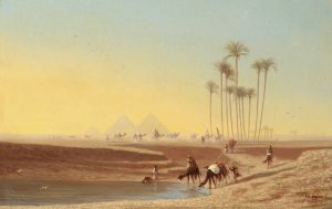 Oasis Pres Des Pyramides by Charles Theodore Frere Oil Painting