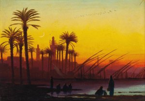 Sunset over the Nile Oil painting by Charles Theodore Frere