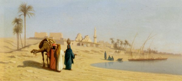 Main Product Photo of The Banks of the Nile Painting by Charles Theodore Frere