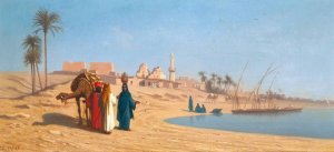 Une Conversation Aux Bords Du Nil by Charles Theodore Frere Oil Painting