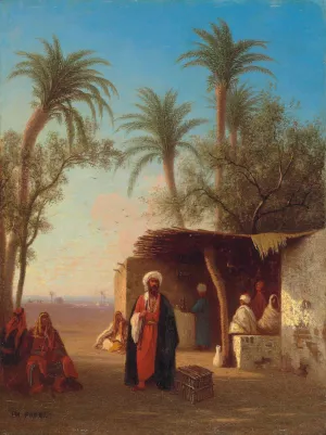Village in the desert, Algeria Oil painting by Charles Theodore Frere