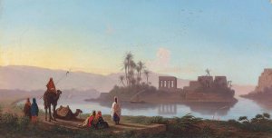 Vue de L'Ile de Philae, Nubie Oil painting by Charles Theodore Frere