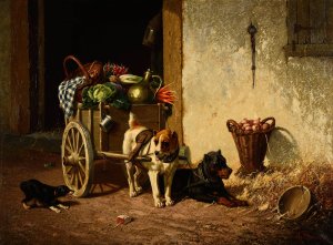Attelage de chiens by Charles Thomas Oil Painting