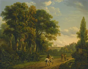A Horseman And Figures On A Country Lane by Charles Towne Oil Painting