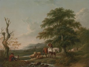 Landscape with a Shepherd by Charles Towne Oil Painting