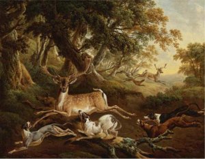 Stag Hunt by Charles Towne Oil Painting