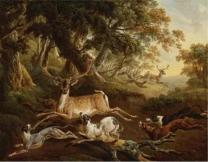 Stag Hunt by Charles Towne - Oil Painting Reproduction