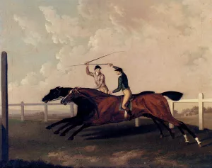 The Match Race at Epsom Between Little Driver and Aaron, May 16, 1754 by Charles Towne - Oil Painting Reproduction