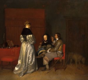 De vaderlijke vermaning by Charles Van Beveren Oil Painting