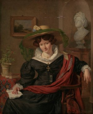 Portrait of Carolina Frederica Kerst, Wife of Louis Royer by Charles Van Beveren Oil Painting