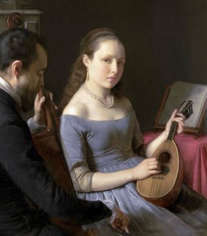 The Duet by Charles Van Beveren Oil Painting