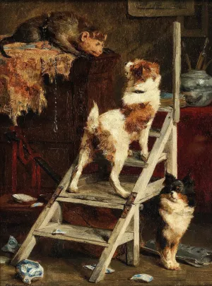 Avance donc poltron! by Charles Van Den Eycken Oil Painting