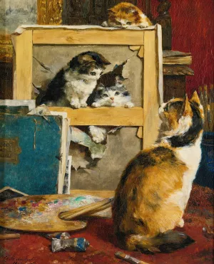The Torn Canvas by Charles Van Den Eycken Oil Painting