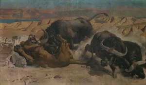Defending the Herd by Charles Verlat Oil Painting