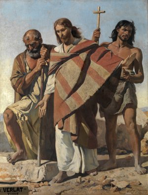 Jesus between Saint Peter and Saint John Baptist by Charles Verlat Oil Painting