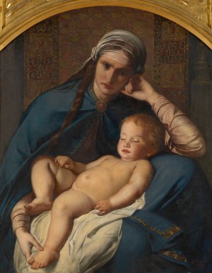 Mother of the Messiah and the Four Evangelists Oil painting by Charles Verlat