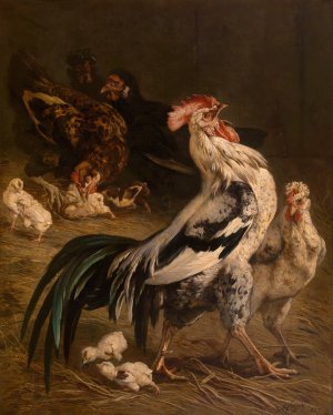 The King of the Poultry Yard by Charles Verlat Oil Painting