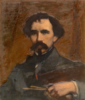 The Painter Joseph Lies by Charles Verlat Oil Painting