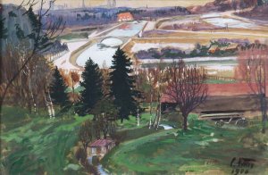 Au Vorstadt-Landschaft by Charles Vetter Oil Painting