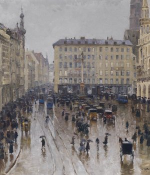 Blick auf den Marienplatz in Munchen by Charles Vetter Oil Painting