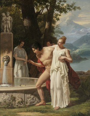 The Acadine Fountain by Charles-Victoire-Frederic Moench Oil Painting