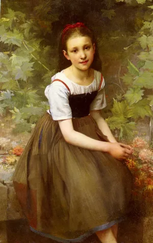 Une Jeune Fille Aux Fleurs by Charles Victor Thirion - Oil Painting Reproduction