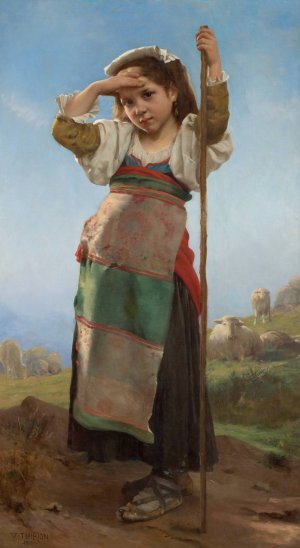 Young Shepherdess by Charles Victor Thirion Oil Painting