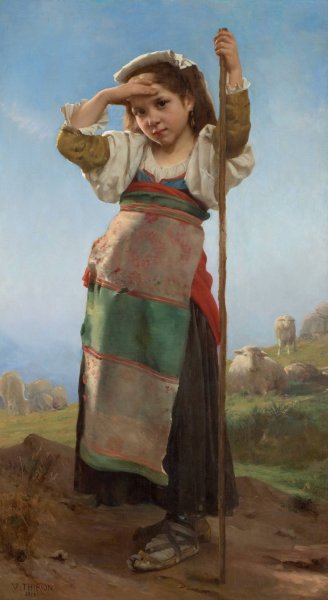 Main Product Photo of Young Shepherdess  Painting by Charles Victor Thirion