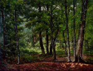 Towards a Woodland Clearing by Charles Vuagniaux - Oil Painting Reproduction