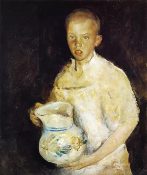 Boy with Pitcher by Charles W. Hawthorne - Oil Painting Reproduction