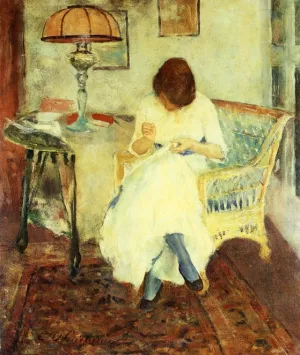 Girl Sewing Oil painting by Charles W. Hawthorne