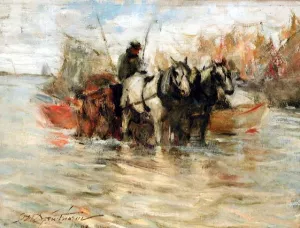 Hauling Seaweed painting by Charles W. Hawthorne