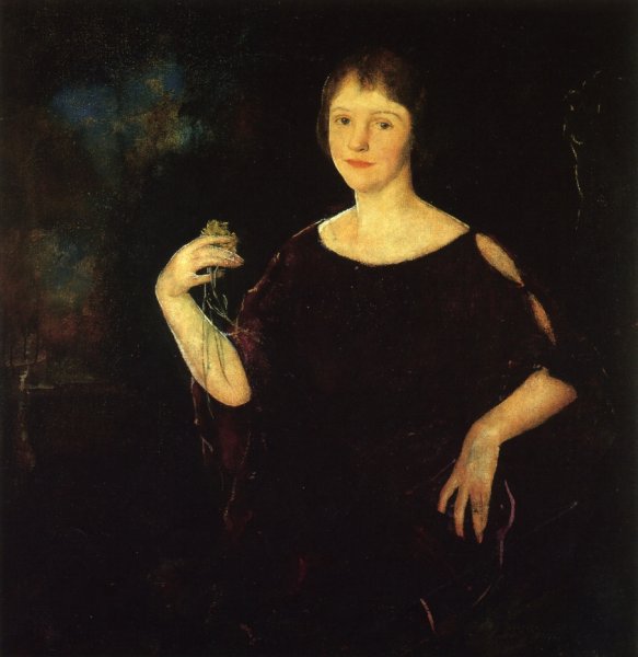 Main Product Photo of Purple and Green also known as Portrait of Mrs. Woodruff Painting by Charles W. Hawthorne