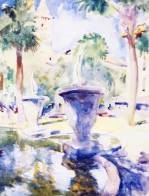 St. Augustine Fountain by Charles W. Hawthorne Oil Painting
