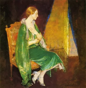 Woman in Green also known as Portrait of Mrs. Crocket by Charles W. Hawthorne Oil Painting