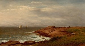 Along the Shore, Narragansett by Charles W. Knapp Oil Painting