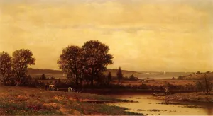 Grazing by the Water Oil painting by Charles W. Knapp