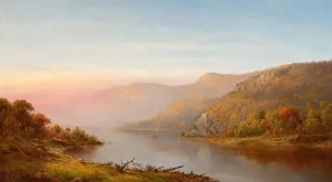 Mountain River Scene by Charles W. Knapp Oil Painting