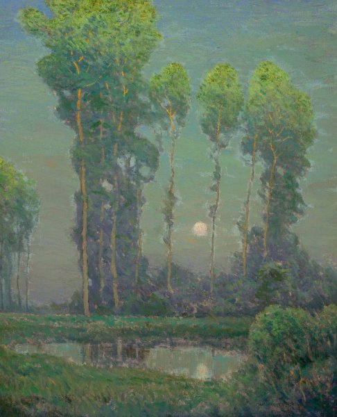 Main Product Photo of Moonrise Montigny Painting by Charles Warren Eaton