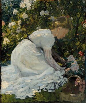 Gathering flowers by Charles Wellington Furse Oil Painting