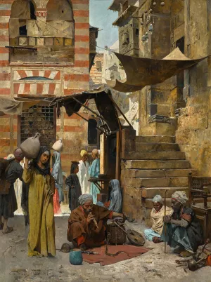 A Souk In Cairo by Charles Wilda Oil Painting