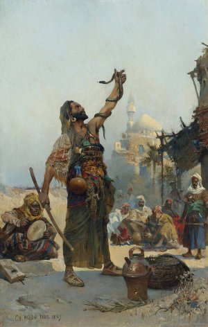 The Snake Charmer by Charles Wilda Oil Painting