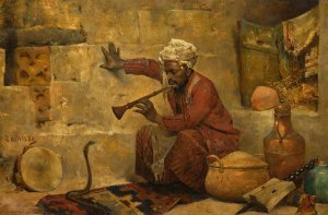 The Snake Charmer by Charles Wilda Oil Painting