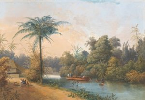 Waterval te Tjieroek Betong Java by Charles William Meredith Van De Velde Oil Painting