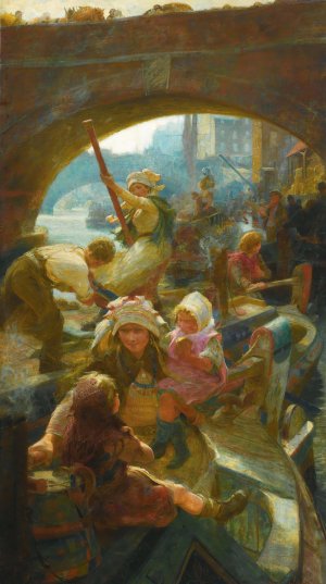 Beneath London Bridge by Charles William Wyllie Oil Painting