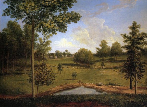Landscape Looking Towards Sellers Hall from Mill Bank by Charles Willson Peale - Hand-Painted Oil Painting Reproduction