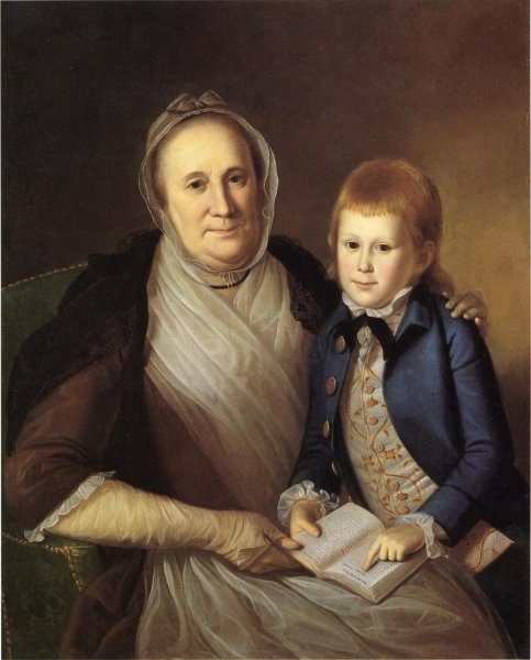 Mrs. James Smith and Grandson by Charles Willson Peale - Hand-Painted Oil Painting Reproduction