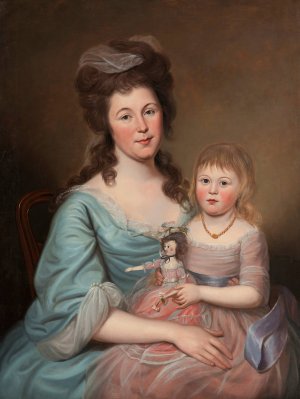 Peggy Sanderson Hughes and her Daughter by Charles Willson Peale Oil Painting